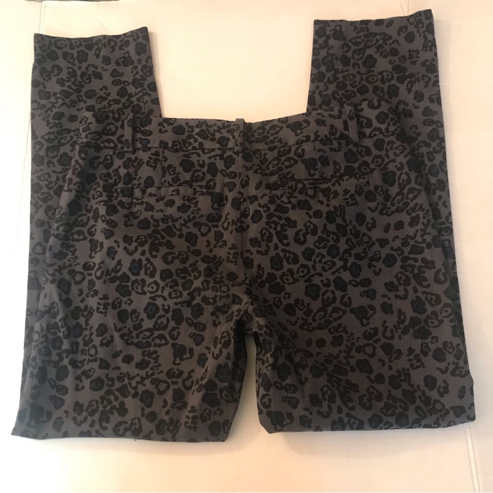 Ann Taylor Black Blue Gray Cheetah Print Dress Pants Women 6 Business Casual